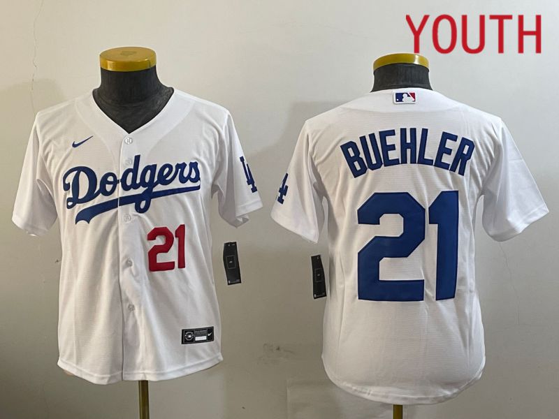 Youth Los Angeles Dodgers #21 Buehler White Game 2024 Nike MLB Jersey style 11211